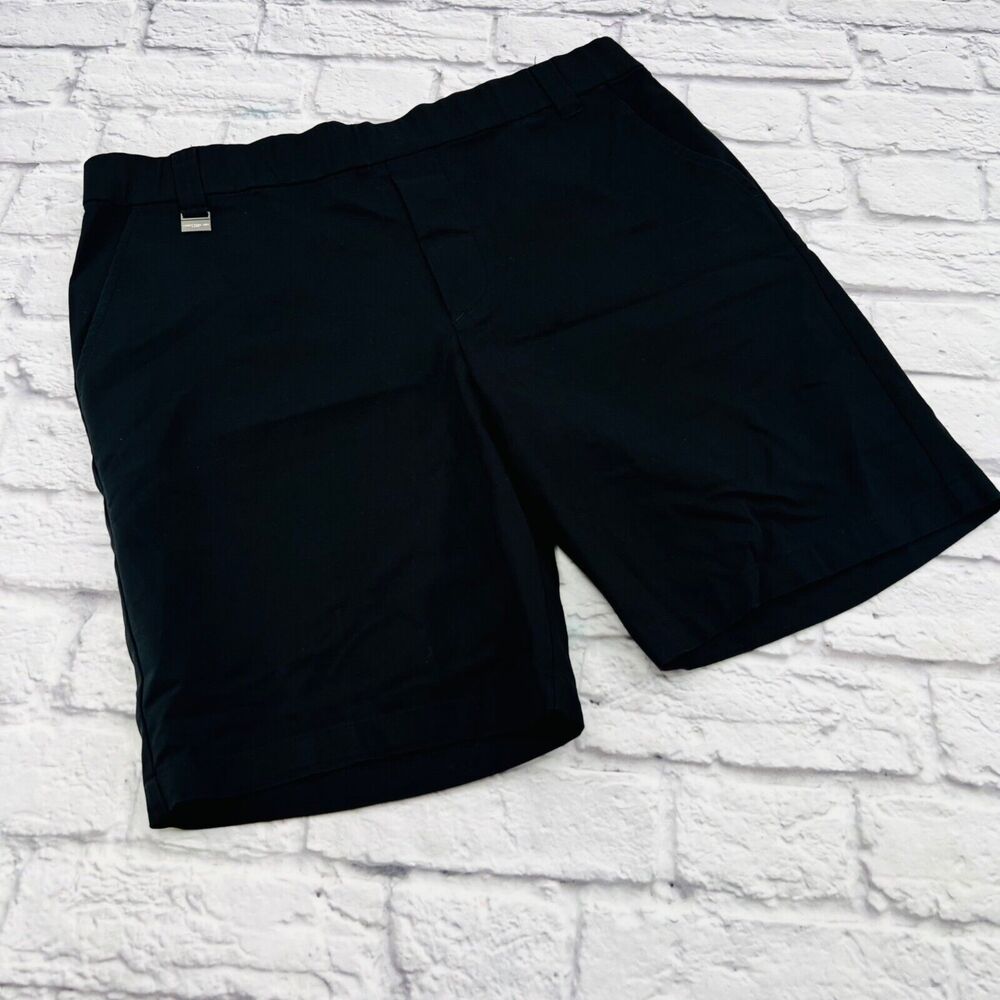 Lisette L Men's‎ High Waisted Flat Front Chino Shorts Size 36 Black Stretch